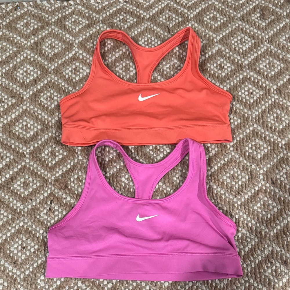 Nike Girls Sports Bras Set - Coral Orange & Hot Pink